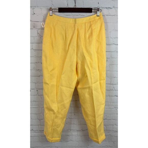 TALBOTS Irish linen 100% linen lined yellow dress ankle pants size 10 NWT - Picture 6 of 7